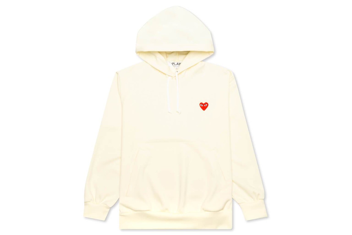 Pre-owned Cdg Play Comme Des Garcons Play Women's Red Heart Hoodie Ivory