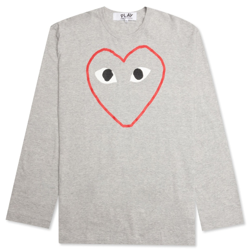 Comme des Garcons Play Women's Red Heart Sketch L/S T-shirt Grey