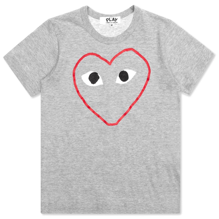 Pre-owned Cdg Play Comme Des Garcons Play Women's Red Heart Sketch T-shirt Grey