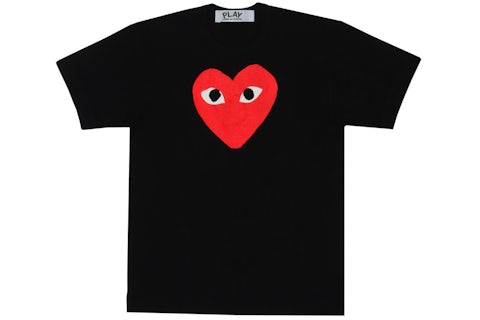 Comme des Garcons Play Women's Red Heart T-shirt Black US