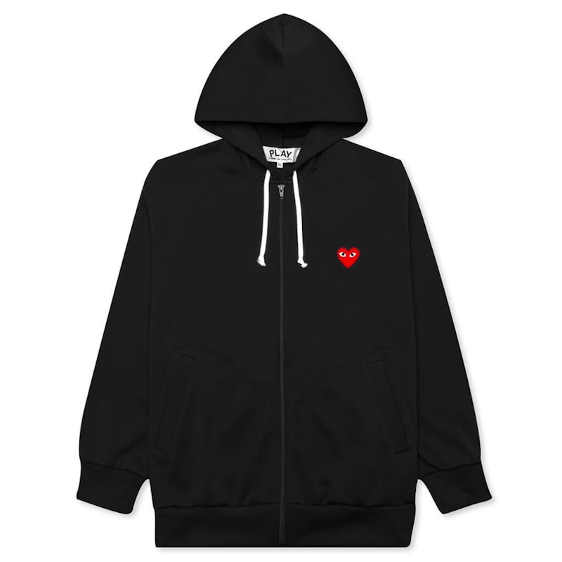 Comme des Garcons Play Women s Red Heart Zip Up Hoodie Black