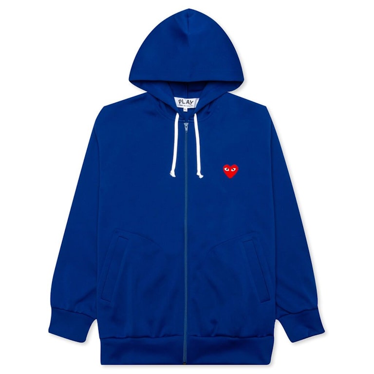 Pre-owned Cdg Play Comme Des Garcons Play Women's Red Heart Zip Up Hoodie Navy
