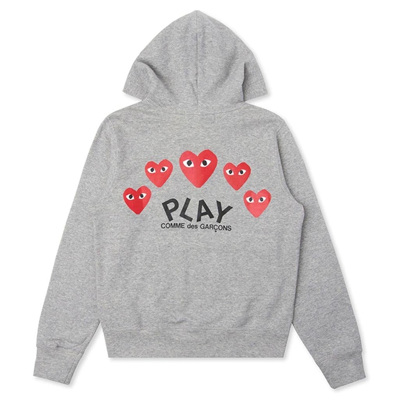 Comme des Garcons Play Women s Red Multi Heart Zip Up Hoodie Grey US