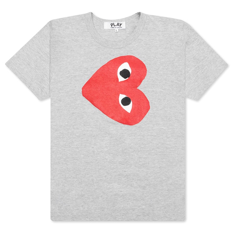 Pre-owned Cdg Play Comme Des Garcons Play Women's Red Sideways Heart T-shirt Grey