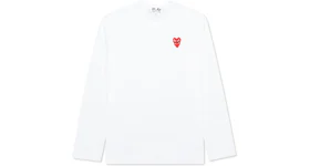 Comme des Garcons Play Women's Red Stacked Heart L/S T-shirt White