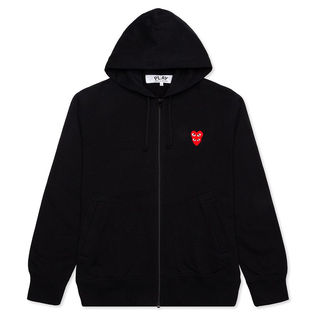 Comme des Garcons Play Women's Red Stacked Heart Zip Up Hoodie 