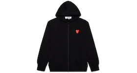 Comme des Garcons Play Women's Red Stacked Heart Zip Up Hoodie Black