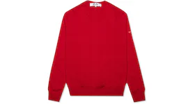 Comme des Garcons Play Women's Small Heart on Sleeve V Neck Sweater Red