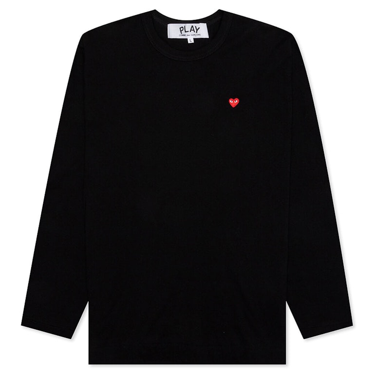 Pre-owned Cdg Play Comme Des Garcons Play Women's Small Red Heart L/s T-shirt Black