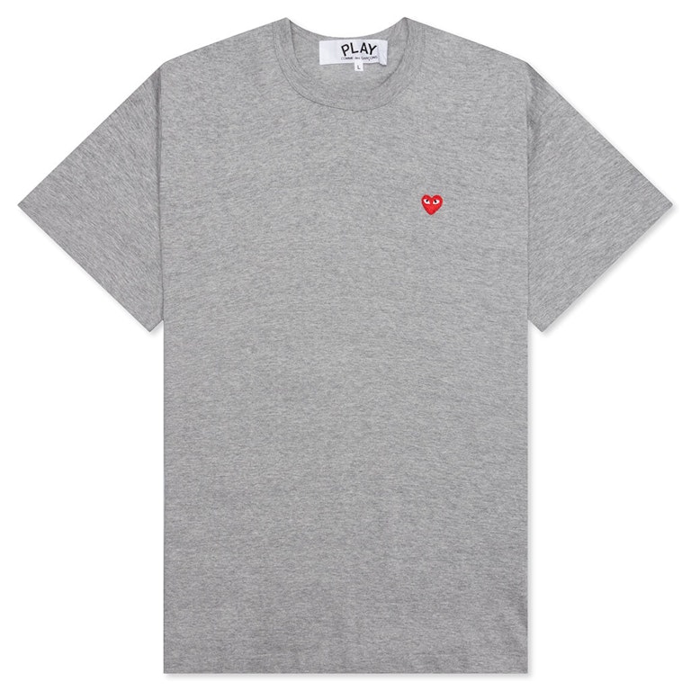 Pre-owned Cdg Play Comme Des Garcons Play Women's Small Red Heart T-shirt Grey