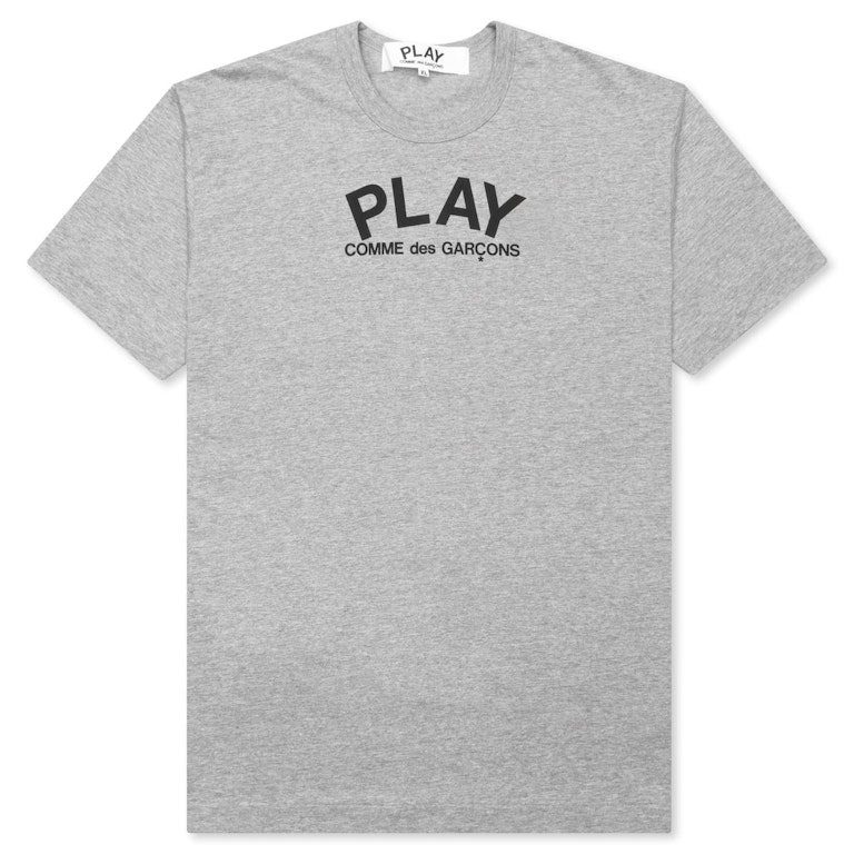 Pre-owned Cdg Play Comme Des Garcons Play Women's Small Text T-shirt Grey