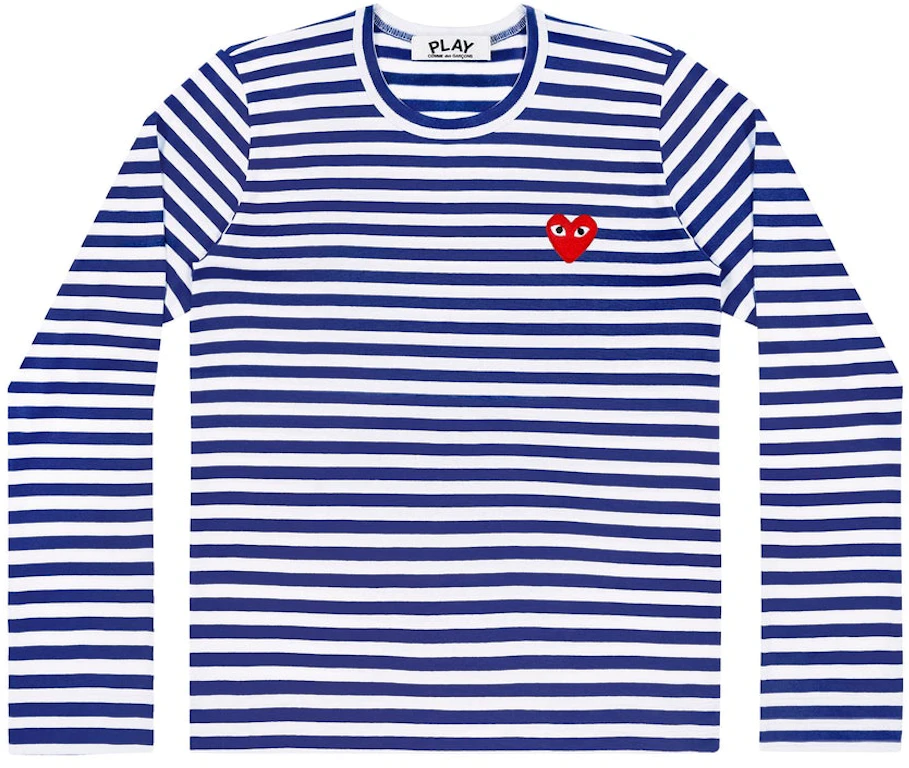 CDG Play Women's Striped Long Sleeve T-shirt Blue/White - GB