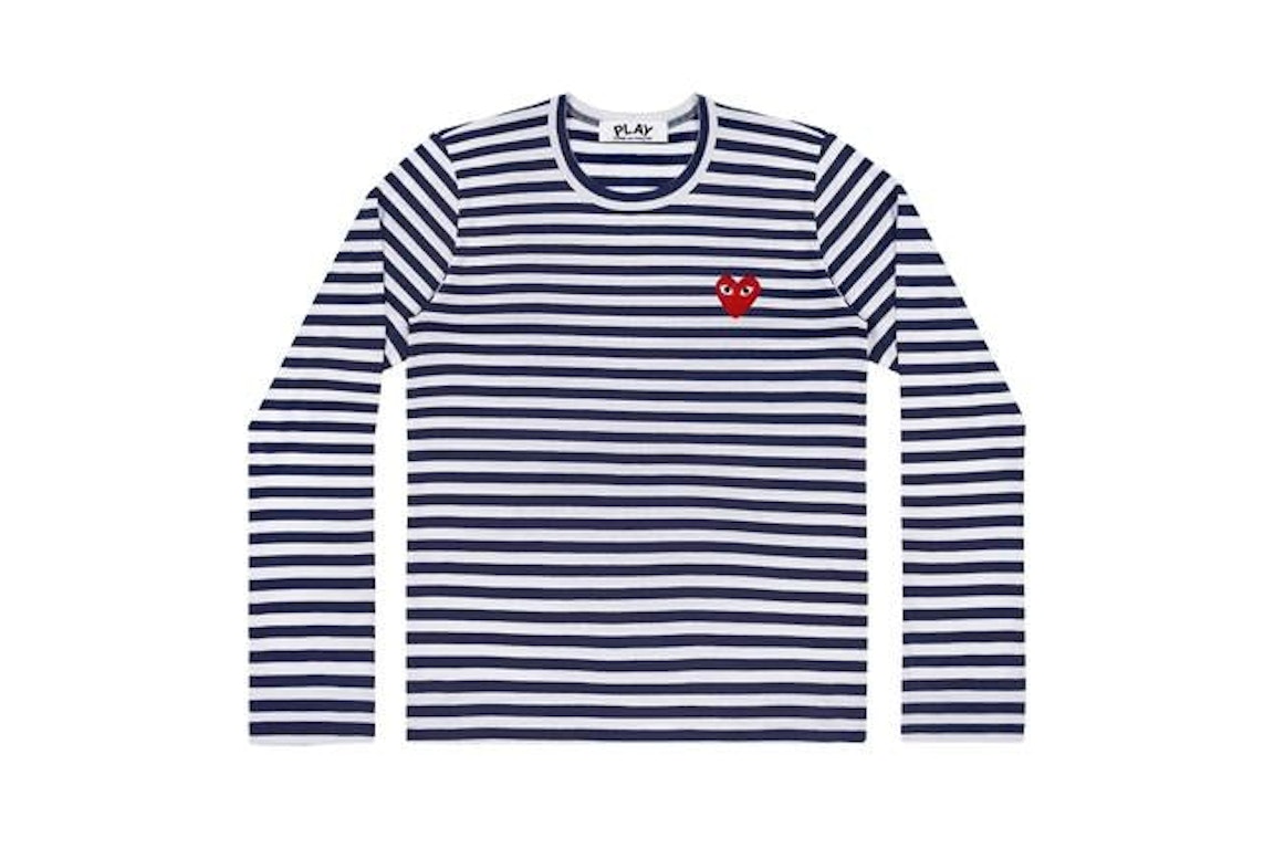 Pre-owned Cdg Play Comme Des Garcons Play Women's Striped Long Sleeve T-shirt Navy/white