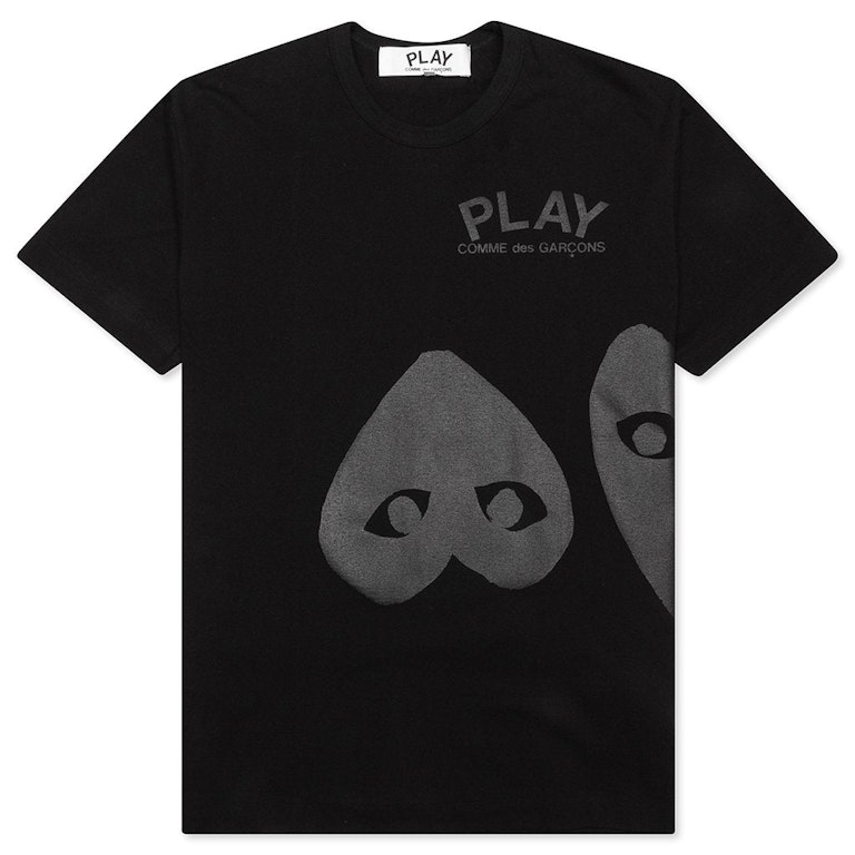 Pre-owned Cdg Play Comme Des Garcons Play Women's Three Black Hearts T-shirt Black