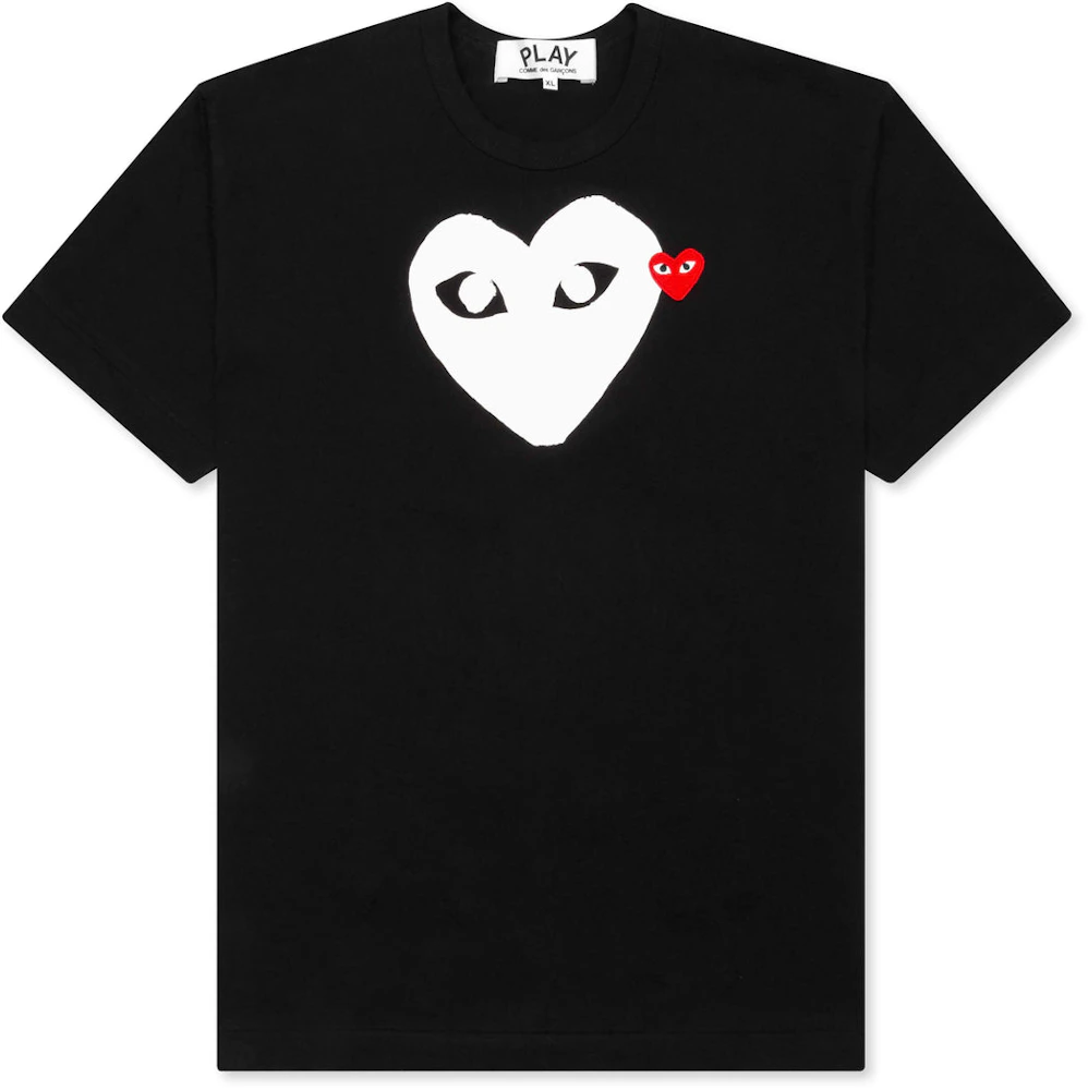 Comme des Garcons Play Women's White Heart Red Emblem T-shirt Black - US