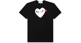 Comme des Garcons Play Women's White Heart Red Emblem T-shirt Black