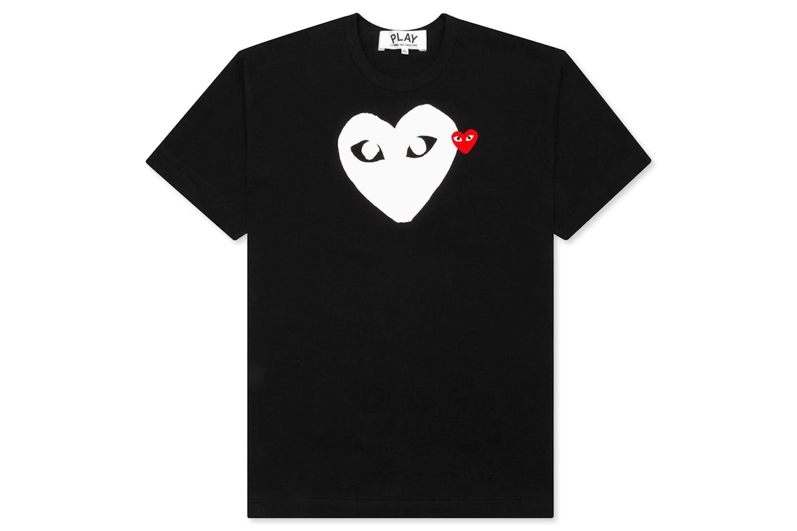 Pre-owned Cdg Play Comme Des Garcons Play Women's White Heart Red Emblem T-shirt Black