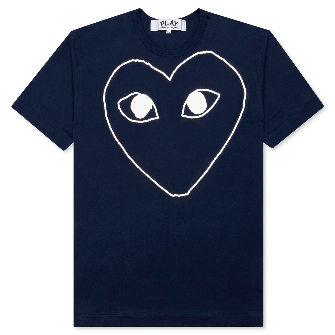 Comme des Garcons Play White Outline Heart T-shirt Navy Men's - US