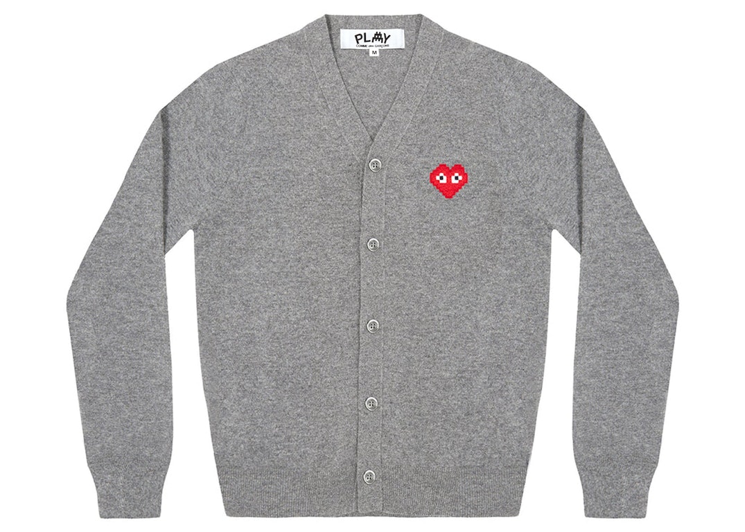 Pre-owned Cdg Play X Invader Cardigan Top Grey