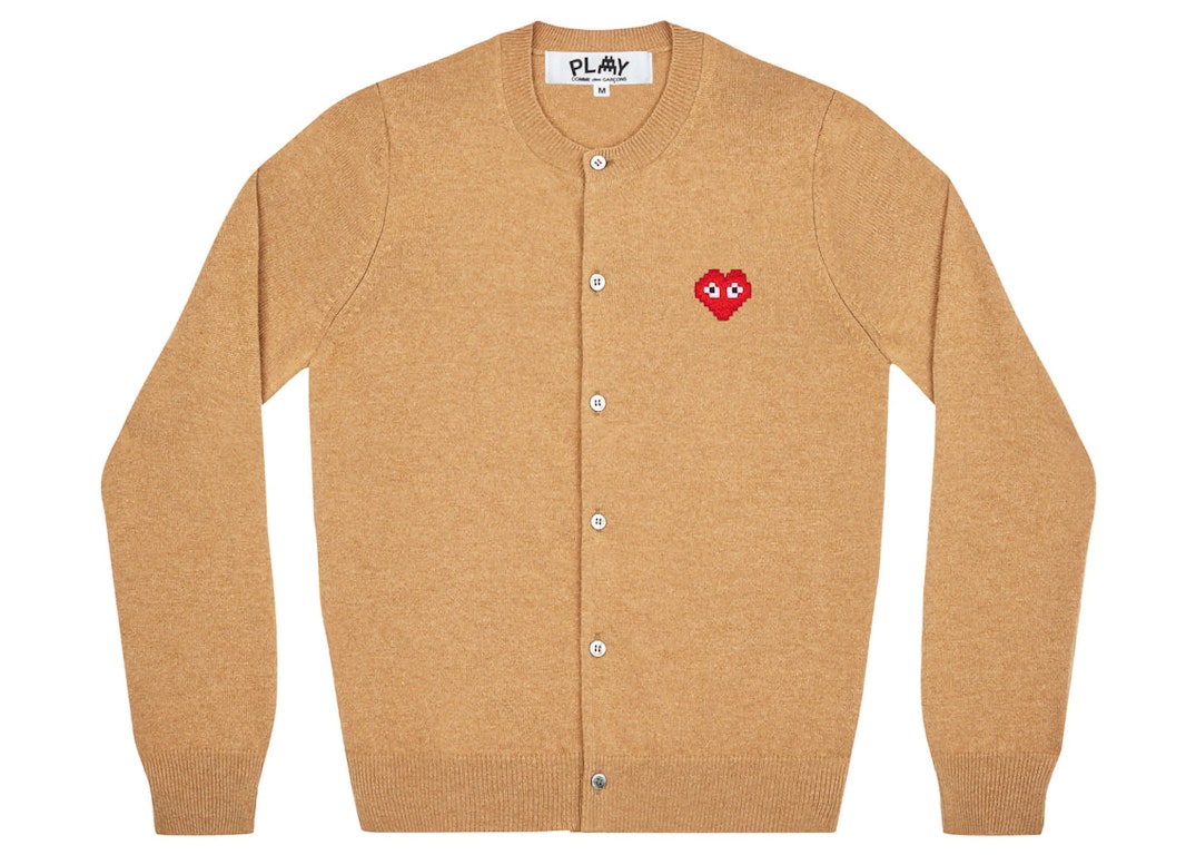 Pre-owned Cdg Play Comme Des Garcons Play X Invader Women's Cardigan Camel