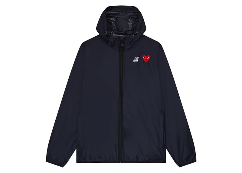 Pre-owned Comme Des Garçons Play X Kway Fullzip Packable Jacket In Navy Blue