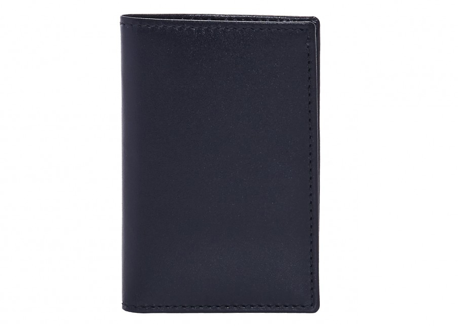 Comme des Garcons SA6400 Passport Cover Navy in Leather with Gold