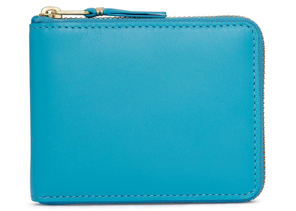 Comme des Garcons SA7100 Colour Plain Wallet Blue in Leather with