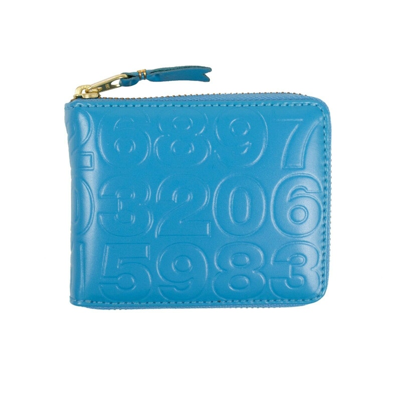 Comme des Garcons SA710ED Wallet Number Embossed Blue in Leather