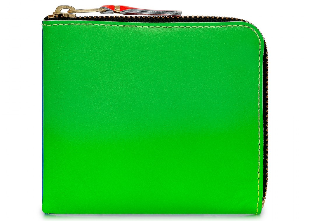 Comme des Garcons SA3100SF Super Fluo Wallet Green in Leather with