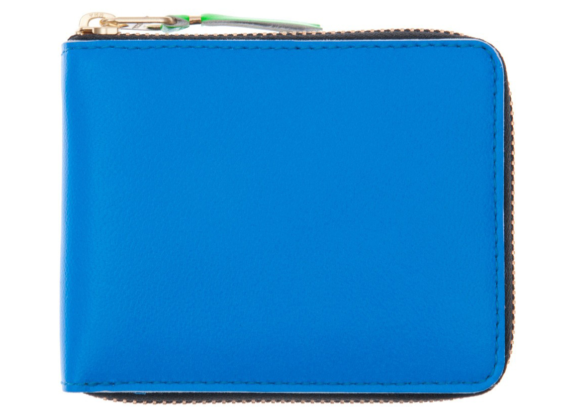 Comme des Garcons SA7100SF Super Fluo Wallet Blue in Leather with