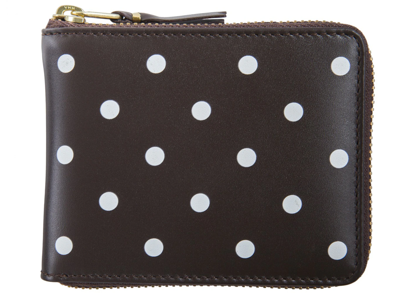 Comme des Garcons SA7100PD Wallet Polka Dots Brown in Leather with Gold ...