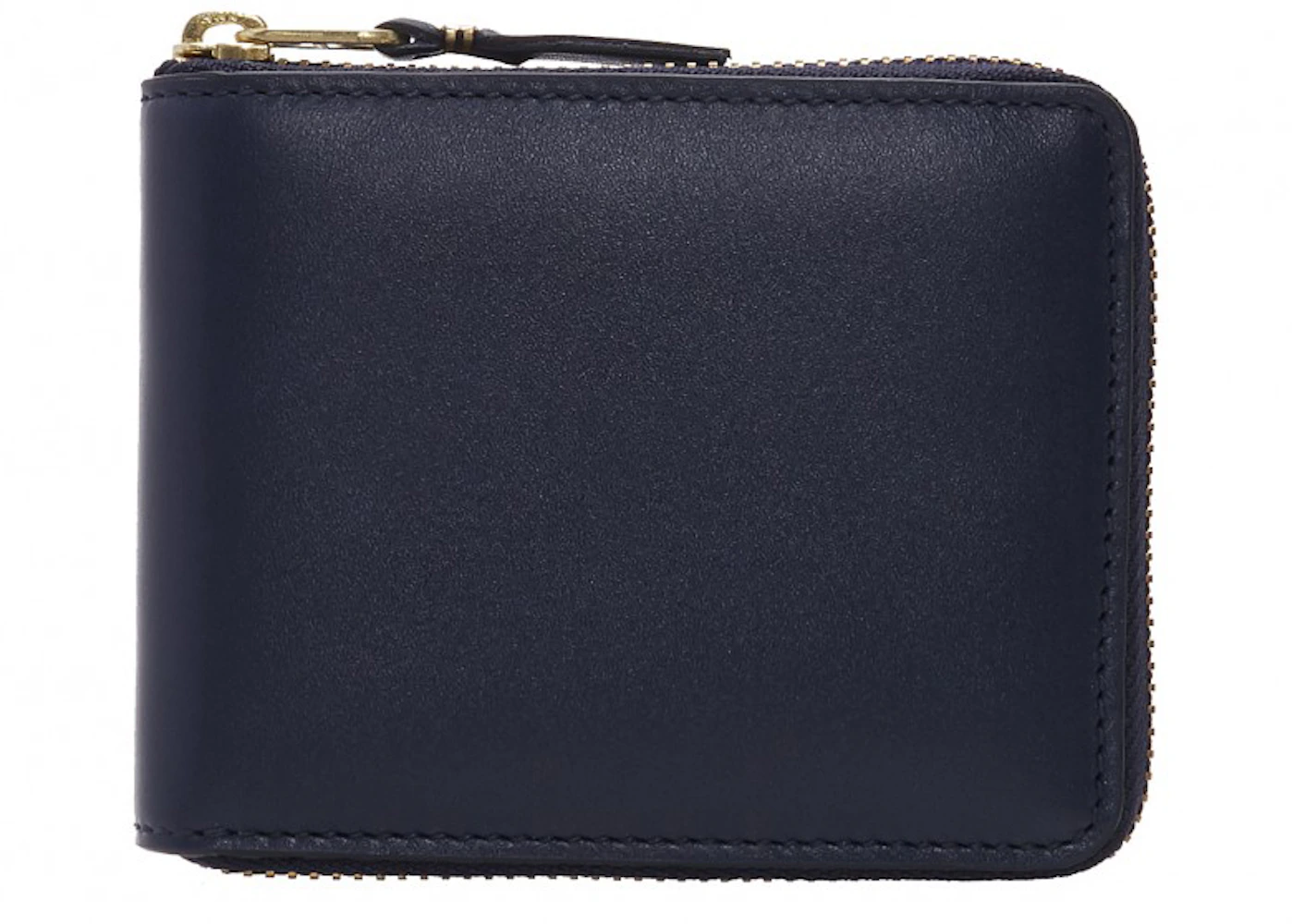 Comme des Garcons SA7100 Classic Wallet Navy in Leather with Gold-tone - US
