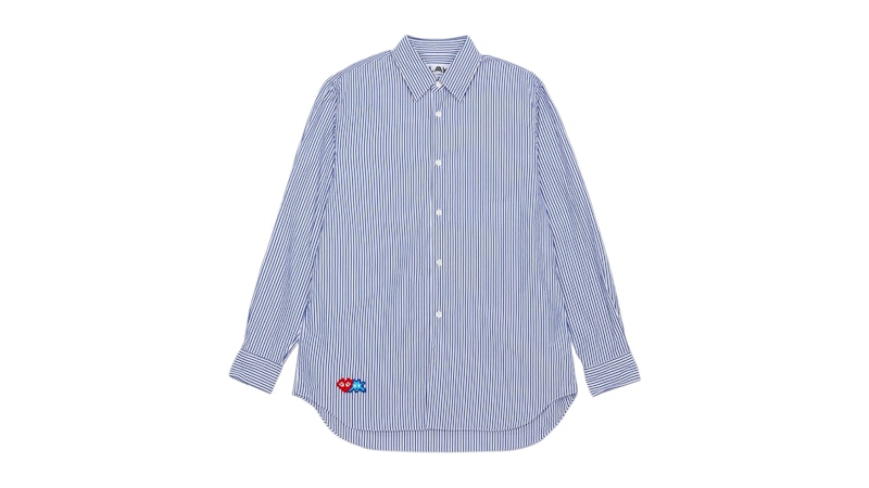 Pre-owned Comme Des Garçons Men's Comme Des Garcons X Invader Doublewappen Striped Shirt In Blue