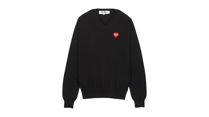 Pre-owned Comme Des Garçons Men's Comme Des Garcons X Invader Pixelwappen V Neck Pullover Knitwear In Black