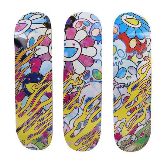 Takashi Murakami Takashi Murakami Flaming Skull Skateboard Deck Set  Multicolor