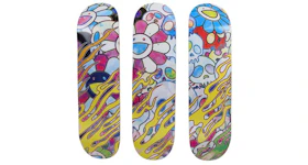 Takashi Murakami Takashi Murakami Flaming Skull Skateboard Deck Set Multicolor