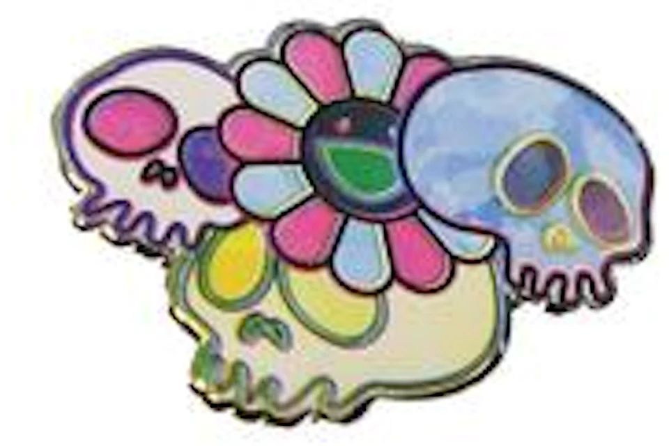 Takashi Murakami Skull & Flower Pin Silver