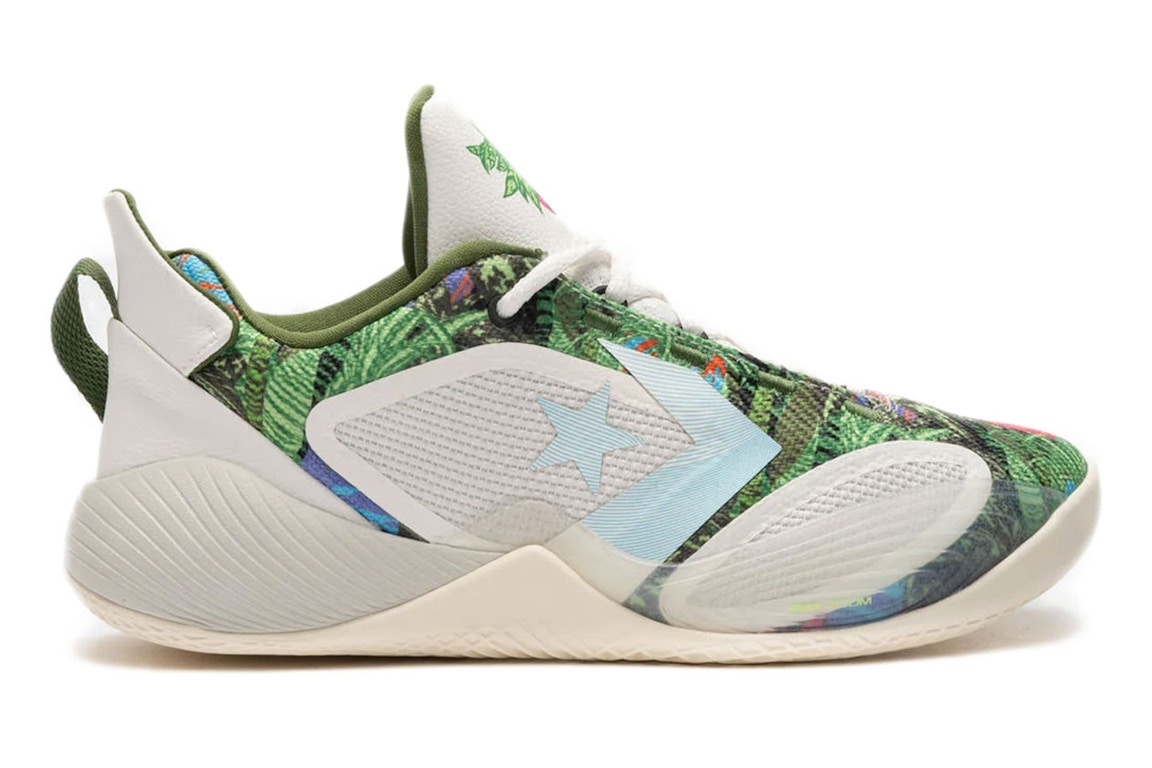 Click to view more detailed imagery on our partner's website Pre-owned Converse All Star Bb Shift Ox Botanical In Vintage White/treeline