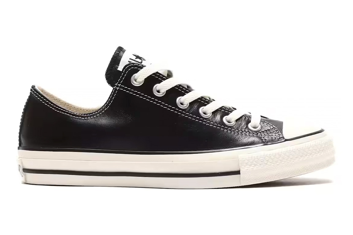 Click to view more detailed imagery on our partner's website Pre-owned Converse All Star Olive Green Leather Ox Black In Black/white