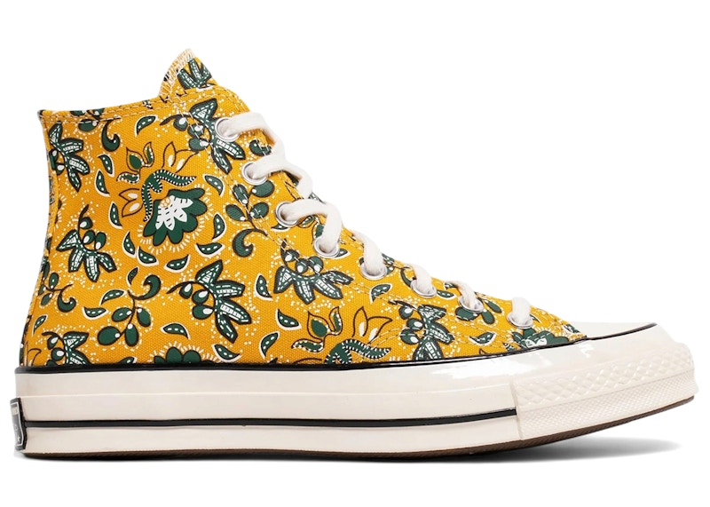 Men's Converse Chuck 70 Hi Paisley Sneakers in Gold Dart/Egret/Fire