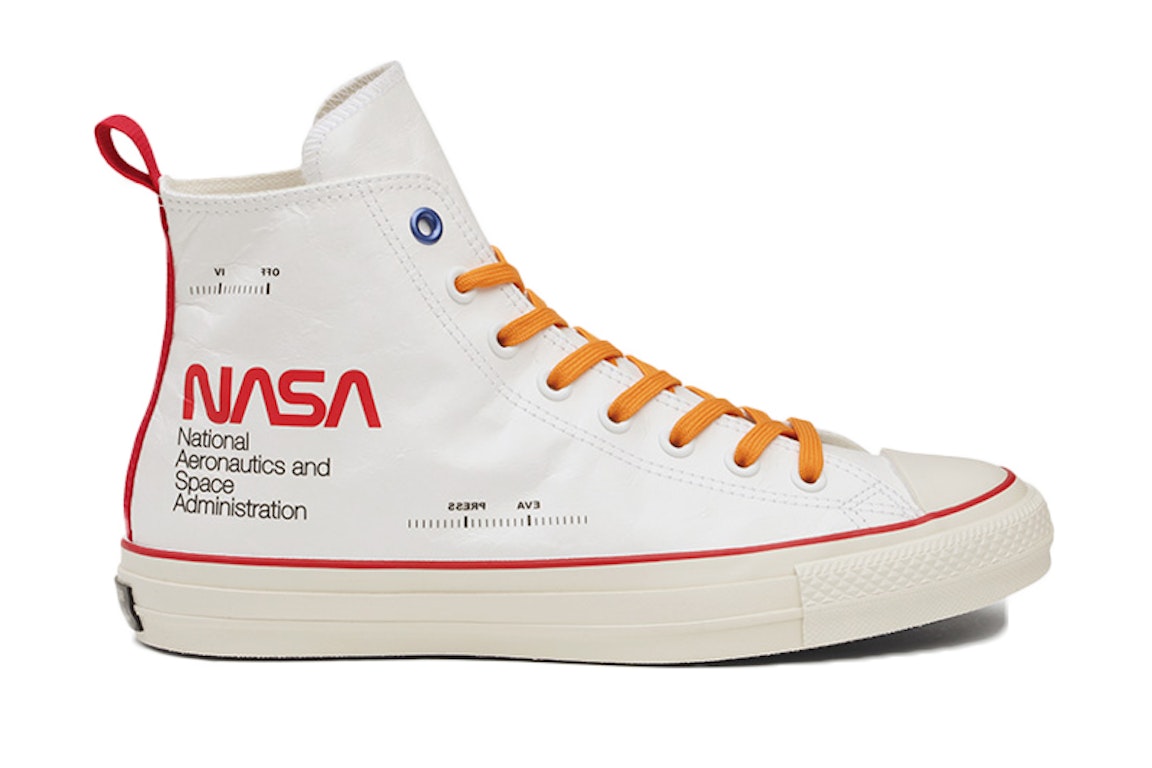 Pre-owned Converse Chuck Taylor All-star 100 Hi Spacesuit Nasa White Orange In White/orange-red