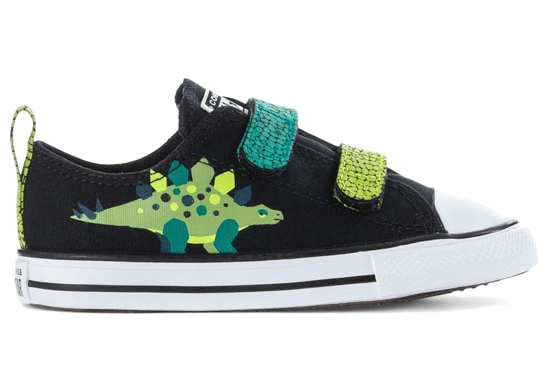 Converse Chuck Taylor All Star 2V Dinos Sneakers in Black/White/Neon Mantis Green