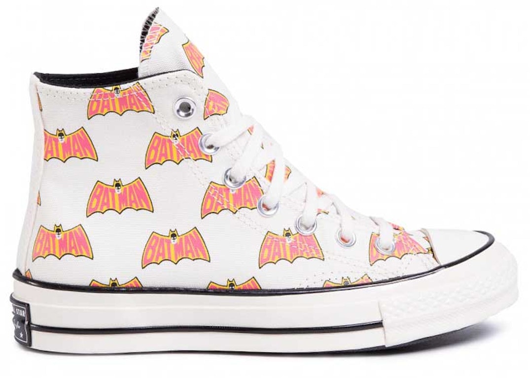 Pre-owned Converse Chuck Taylor All-star 70 Hi Batman 80th Anniversary White In White/egret/pink