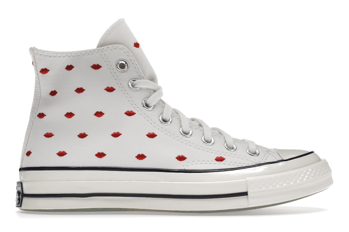 Pre-owned Converse Chuck Taylor All-star 70 Hi Embroidered Lips Vintage White In Vintage White/university Red