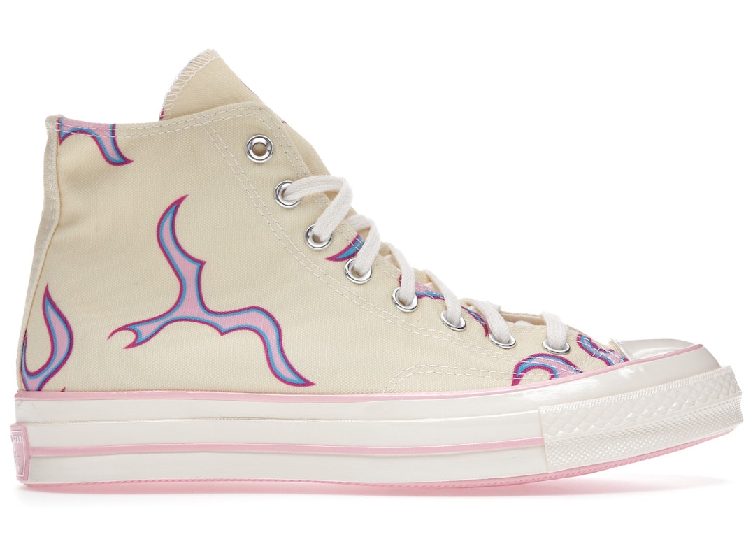 Pre-owned Converse Chuck Taylor All-star 70 Hi Golf Le Fleur Yellow Flame In Egret/egret/pink
