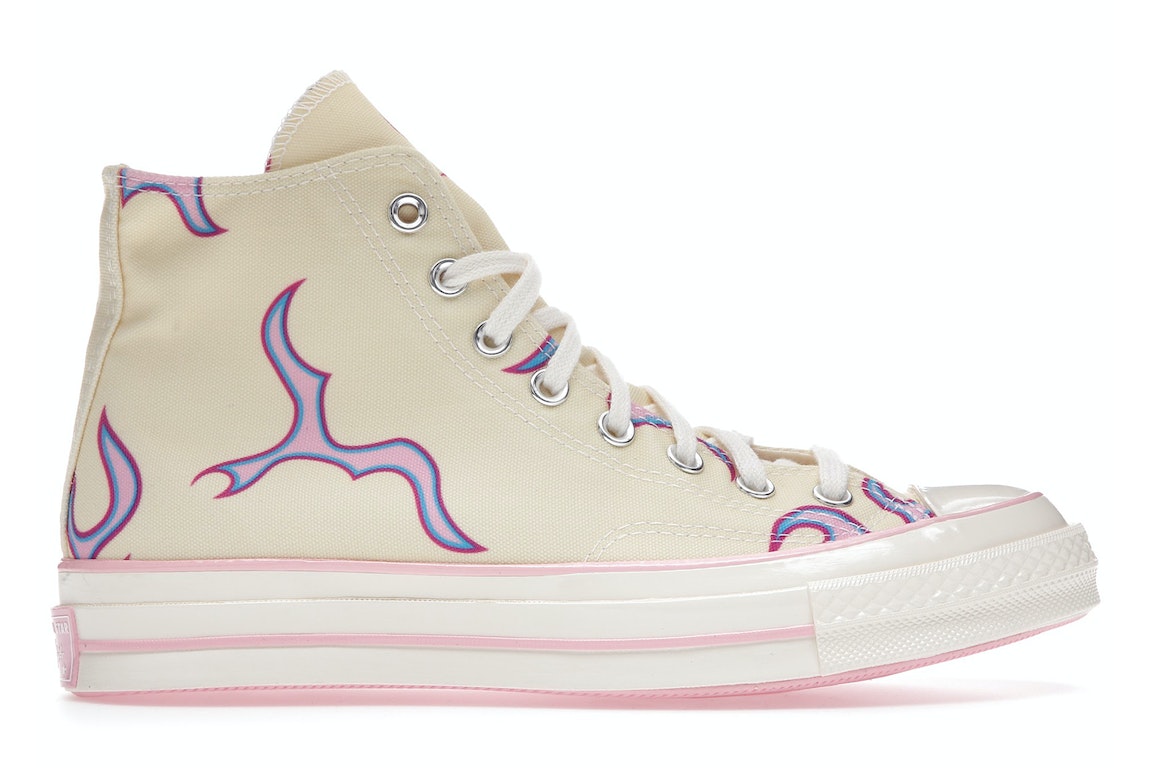 Pre-owned Converse Chuck Taylor All-star 70 Hi Golf Le Fleur Yellow Flame In Egret/egret/pink