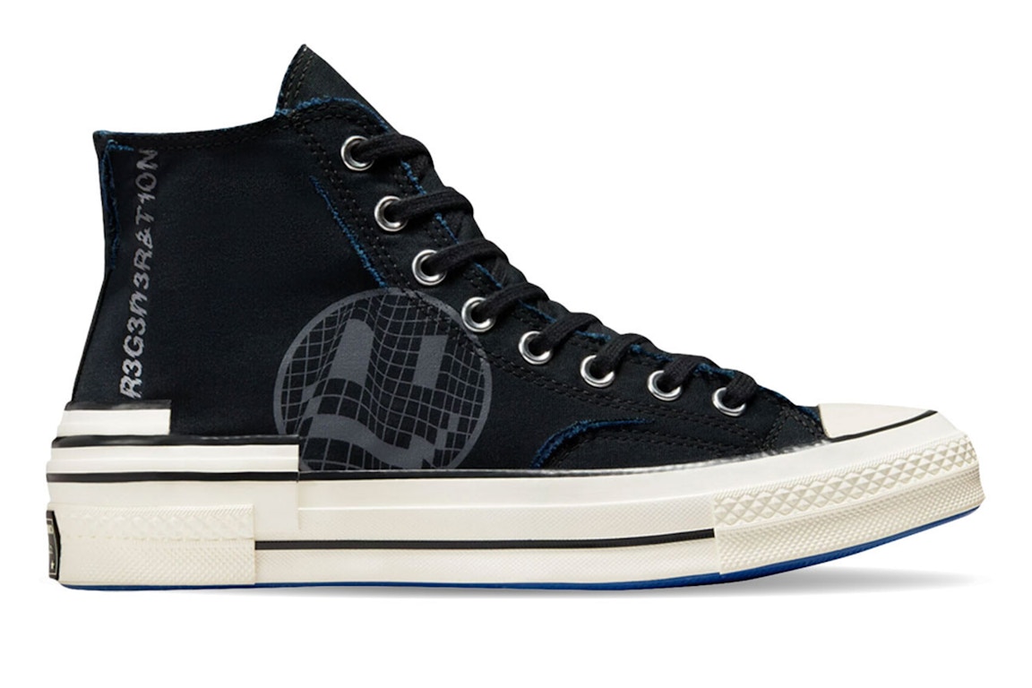 Click to view more detailed imagery on our partner's website Pre-owned Converse Chuck Taylor All-star 70 Hi Hacked Heel Tear Away Black Blue In Black/iron Grey/blue