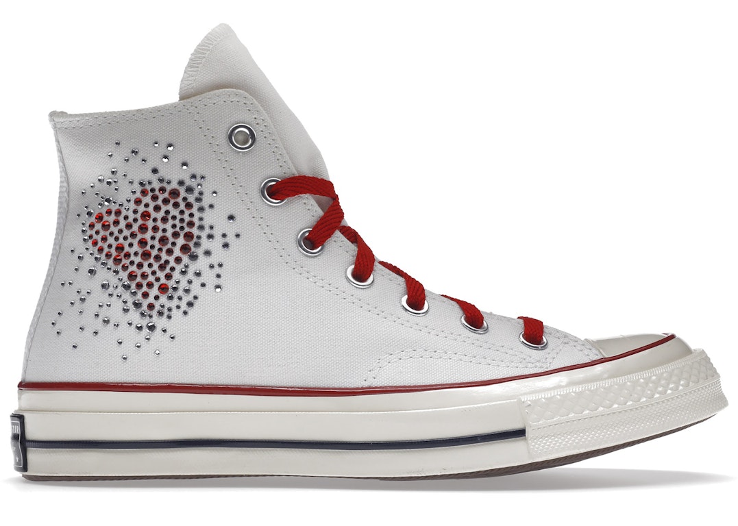 Pre-owned Converse Chuck Taylor All-star 70 Hi Ltd Crystal Red Heart In White/red