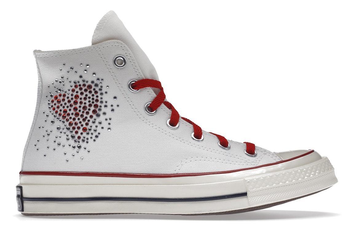 Pre-owned Converse Chuck Taylor All-star 70 Hi Ltd Crystal Red Heart In White/red