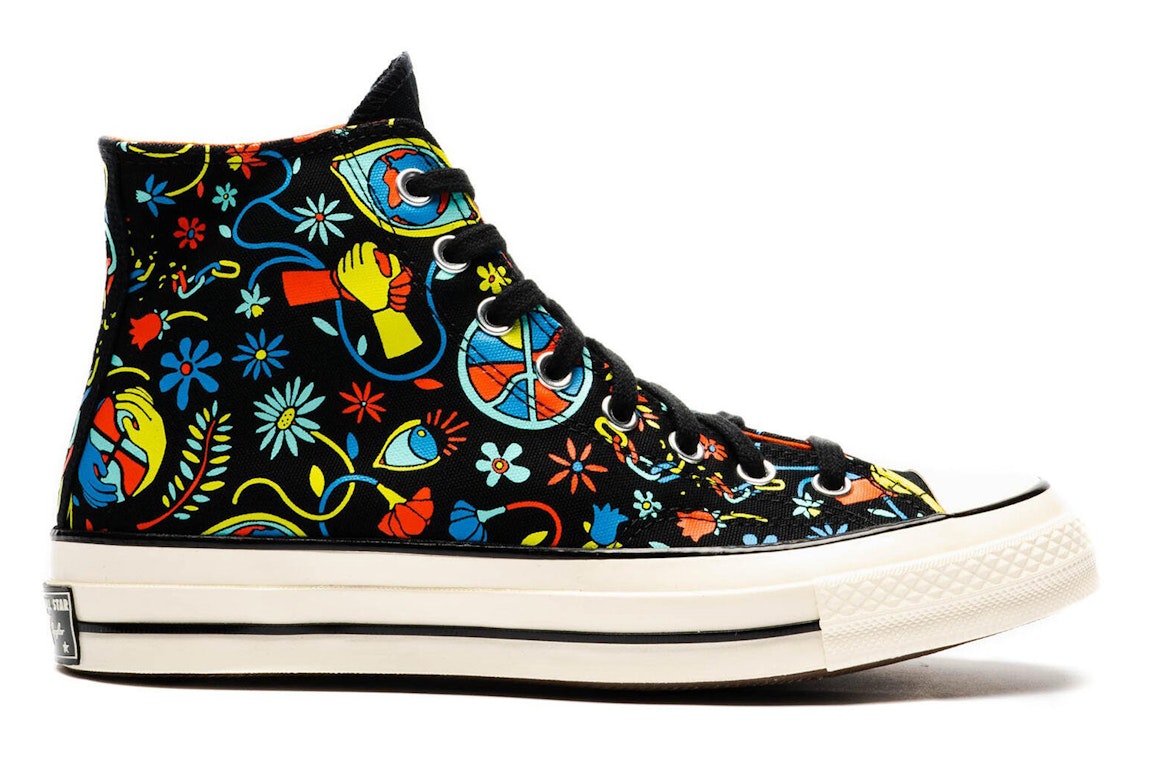 Pre-owned Converse Chuck Taylor All Star 70 Hi Peace And Unity In Black/poppy Glow/lime Twist
